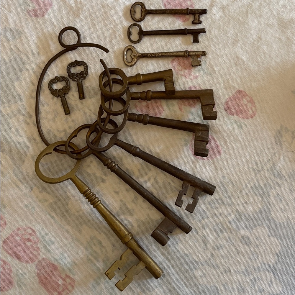 Solid Brass trunk keys on original handmade ring